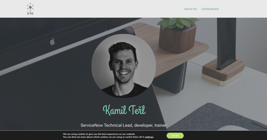 overview of one page website for ServiceNow developer